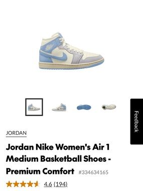 Jordan Women's Air 1 Mid Basketball Shoes - Blue & Cream